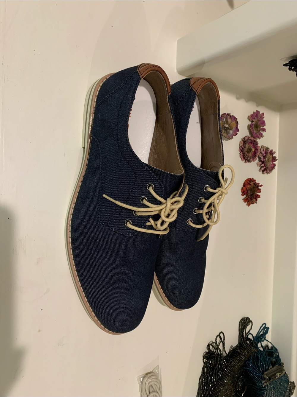 Vilocy Men's Navy Denim Canvas Lace-Up Casual Shoes 10W - Picture 3 of 5